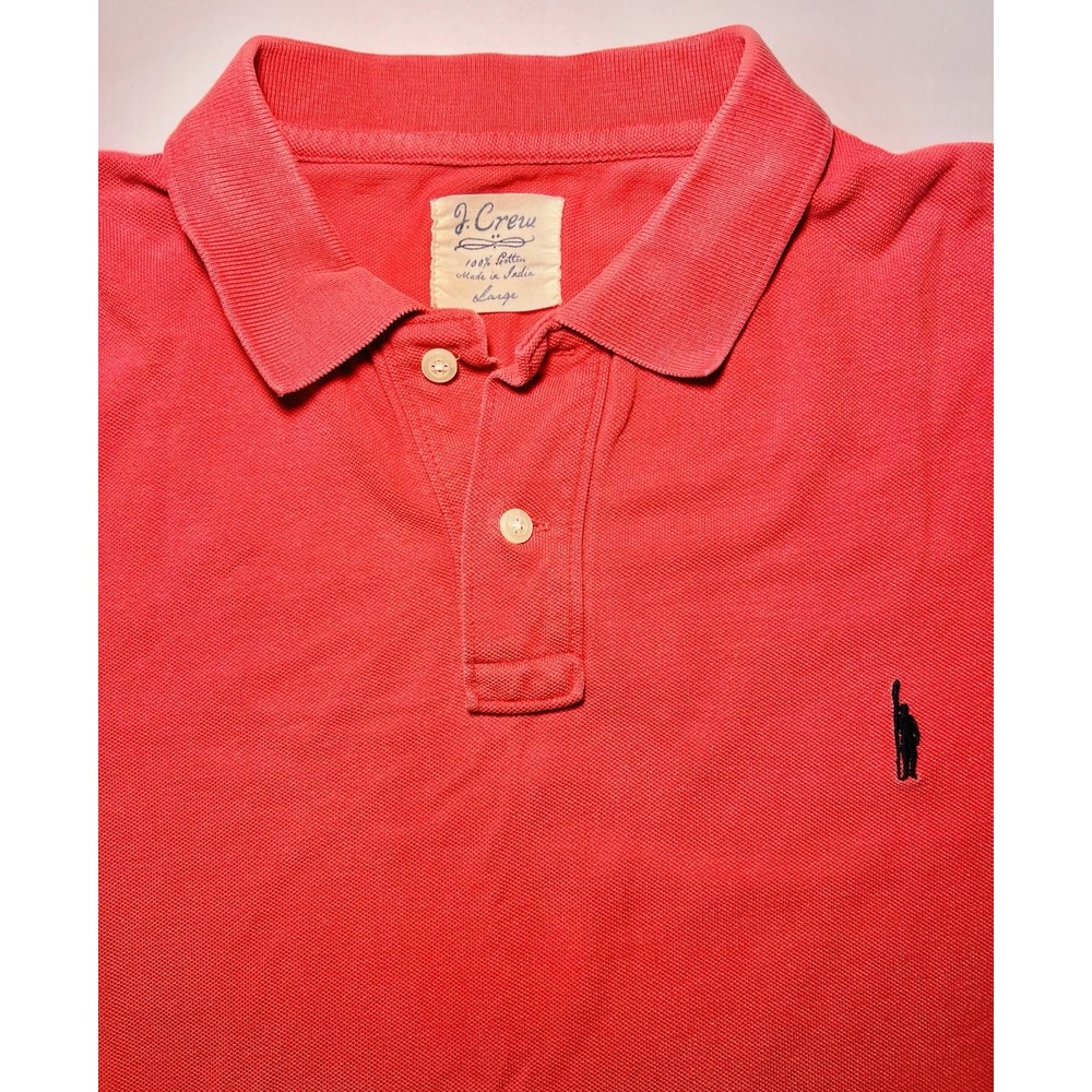 Vintage J Crew Men's Large Oarsman Logo Polo Shirt 100% Cotton Red Short Sleeve